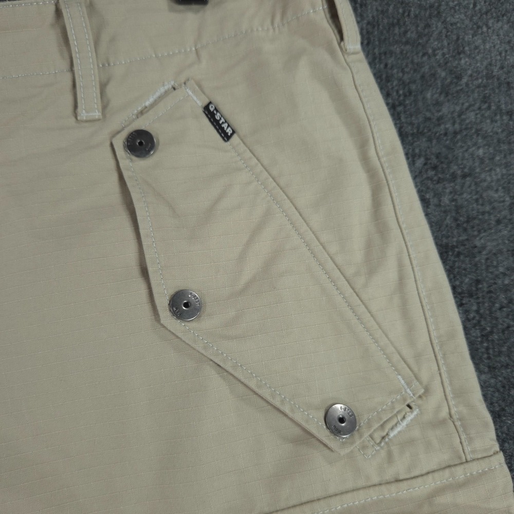 G Star Raw Bam Cargo Shorts Mens 34 Beige Utility Tactical Military Ripstop - Picture 7 of 13
